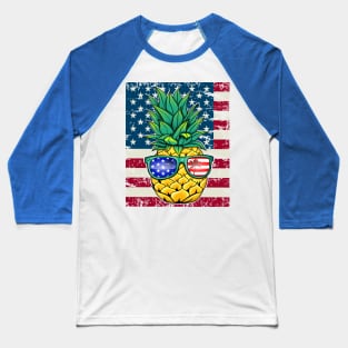 American Patriotic Pineapple Glasses USA Flag For Patriots Baseball T-Shirt